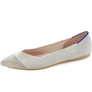 Rothys The Point Diamond Metallic Pointed Toe Flats Womens 6.5 Washable Shoes